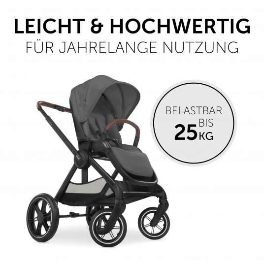 Hauck Buggy & Stroller Walk N Care with reclining function and swivel seat (up to 25 kg load) - Dark Grey