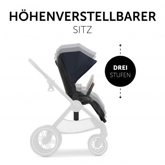 Hauck Stroller & Pushchair Walk N Care with reclining function and swivel seat (up to 25 kg load) - Dark Navy Blue