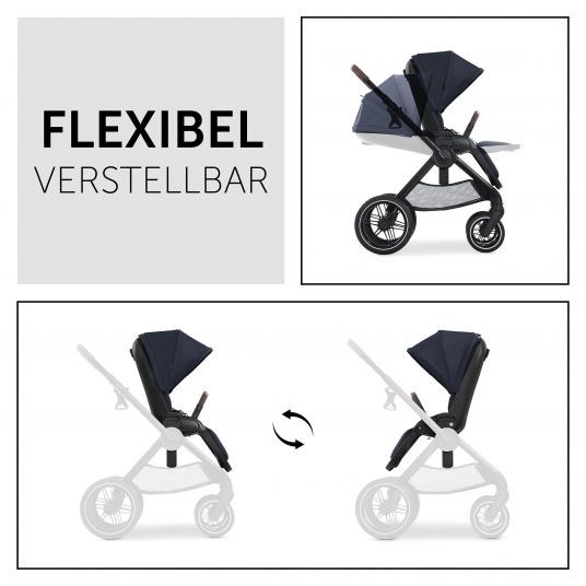 Hauck Stroller & Pushchair Walk N Care with reclining function and swivel seat (up to 25 kg load) - Dark Navy Blue