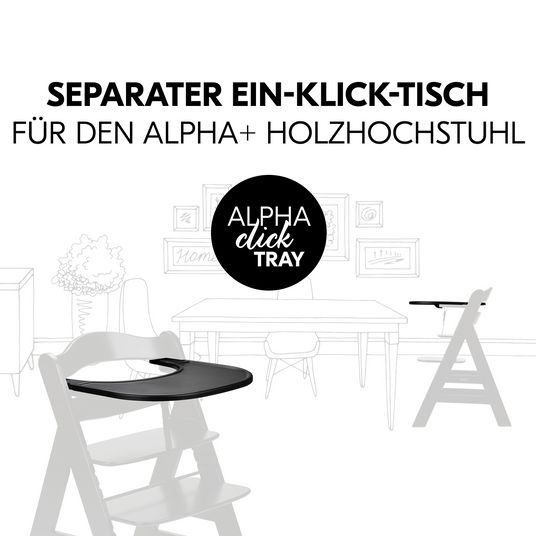 Hauck Essbrett und Tisch für Alpha Hochstuhl (Click Tray) - Black / Schwarz