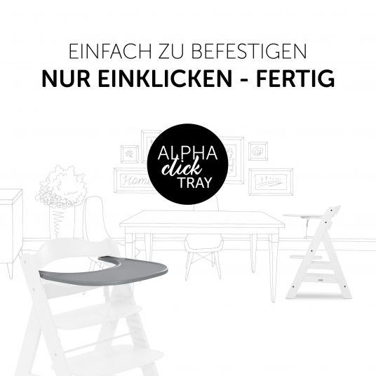 Hauck Essbrett und Tisch für Alpha Hochstuhl (Click Tray) - Grey / Grau