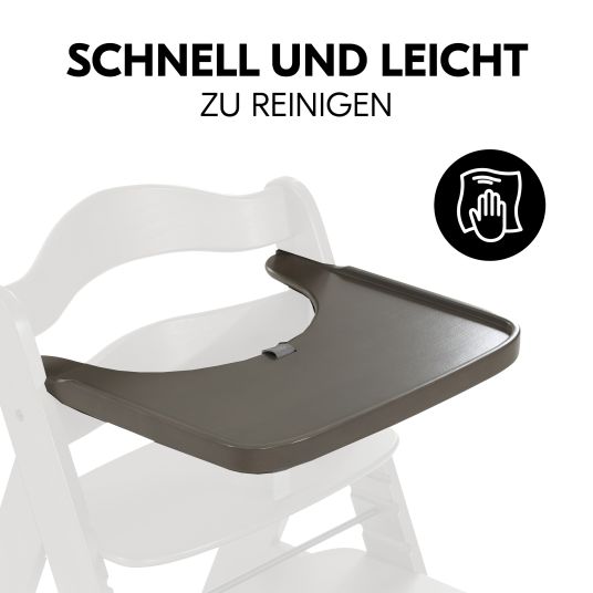 Hauck Hochstuhl Alpha Charcoal Selectline - im Sparset inkl. Holz-Essbrett und Sitzkissen Jersey Charcoal