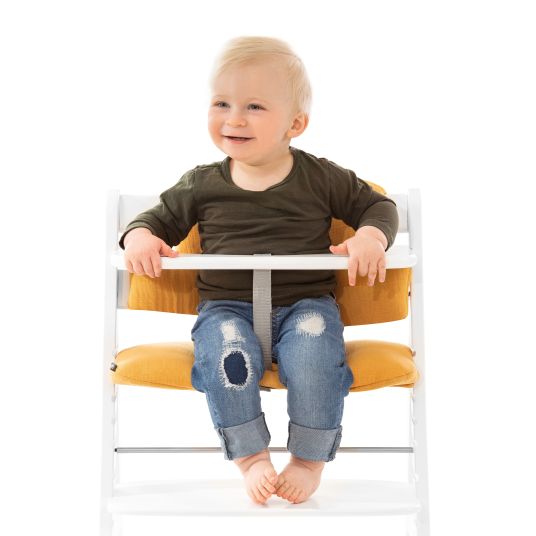 Hauck High chair Alpha Charcoal Selectline - in economy set incl. wooden dining board and seat cushion Muslin Honey