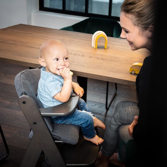 Hauck High chair Alpha Charcoal Selectline - in economy set incl. wooden dining board and seat cushion Muslin Honey