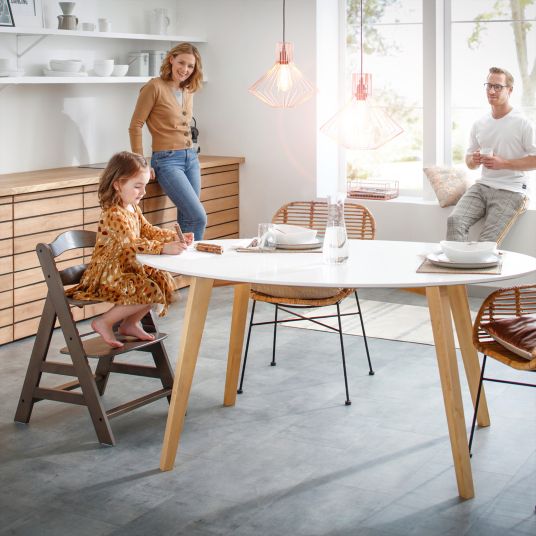 Hauck High chair Alpha Charcoal Selectline - in economy set incl. wooden dining board and seat cushion Muslin Honey