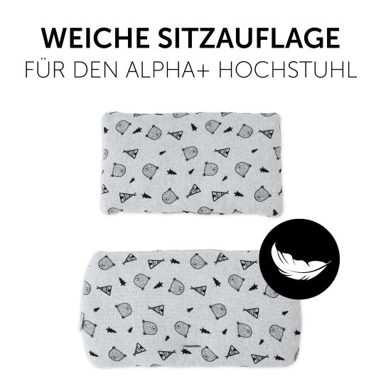 Hauck Hochstuhl Alpha Natur - im Sparset inkl. Holz-Essbrett und Sitzkissen Nordic Grey