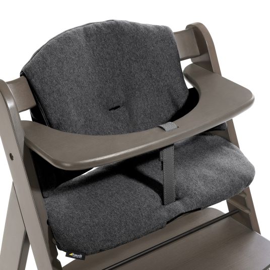 Hauck Seggiolone Alpha Plus Charcoal in set economico con cuscino per la seduta e tavoletta Click Tray