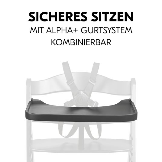 Hauck Alpha Plus Dark Grey Select high chair - in economy set incl. wooden dining board and seat cushion - Nordic Grey