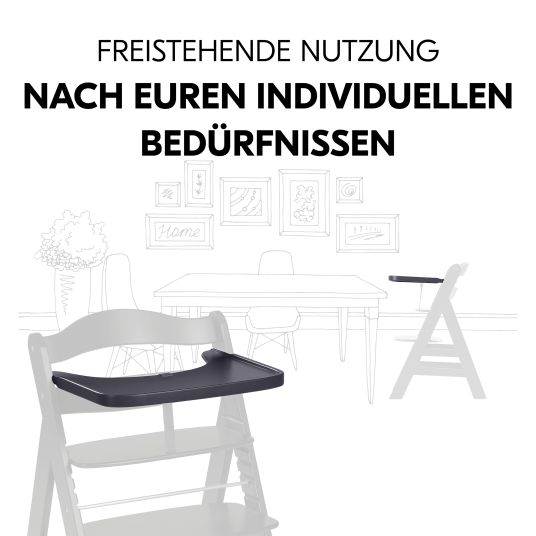 Hauck Alpha Plus Dark Grey Select high chair - in economy set incl. wooden dining board and seat cushion - Nordic Grey