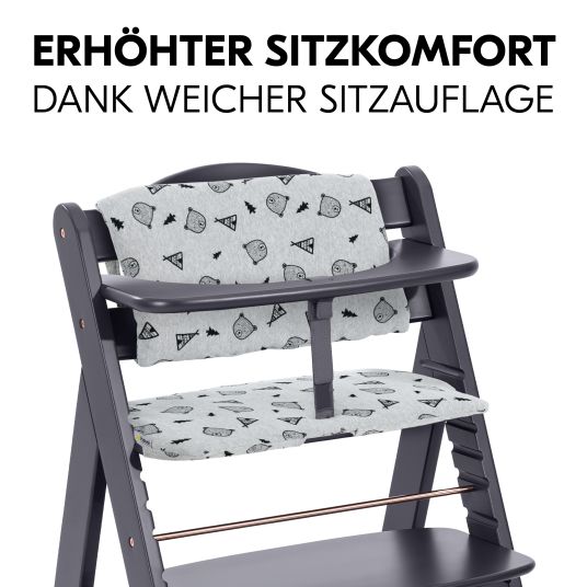 Hauck Alpha Plus Dark Grey Select high chair - in economy set incl. wooden dining board and seat cushion - Nordic Grey