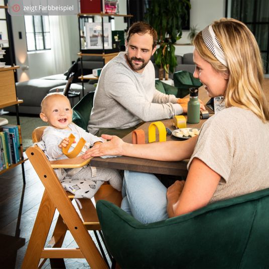 Hauck Alpha Plus Dark Grey Select high chair - in economy set incl. wooden dining board and seat cushion - Nordic Grey