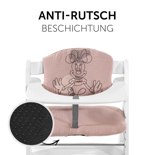 Hauck Hochstuhl Alpha Plus Grey - im Sparset inkl. Essbrett Click Tray + Sitzkissen Minnie Mouse Rose