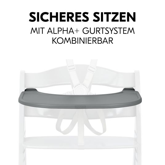 Hauck Hochstuhl Alpha Plus Grey - im Sparset inkl. Essbrett Click Tray + Sitzkissen Minnie Mouse Rose