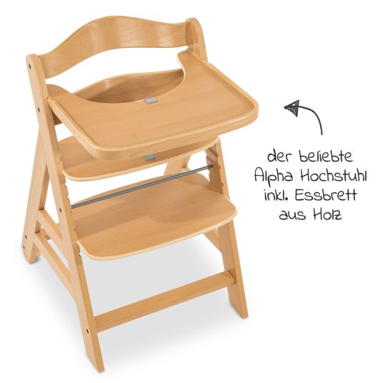 Hauck High chair Alpha Plus Move - with dining board and casters - Nature