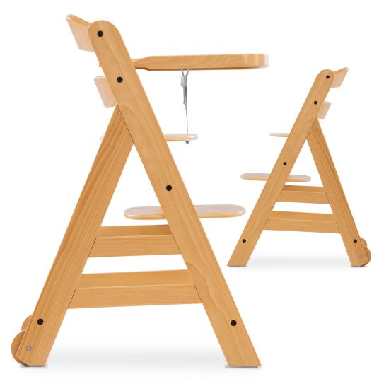 Hauck High chair Alpha Plus Move - with dining board and casters - Nature