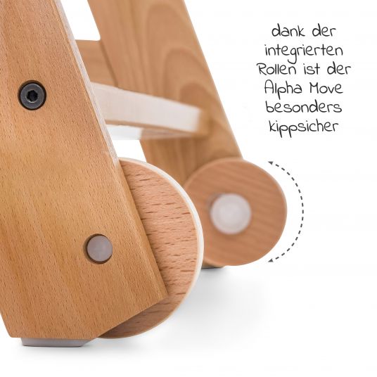 Hauck Hochstuhl Alpha Plus Move Natur - im Sparset inkl. Essbrett, Sitzkissen Deluxe Beige und 2x Silikonteller