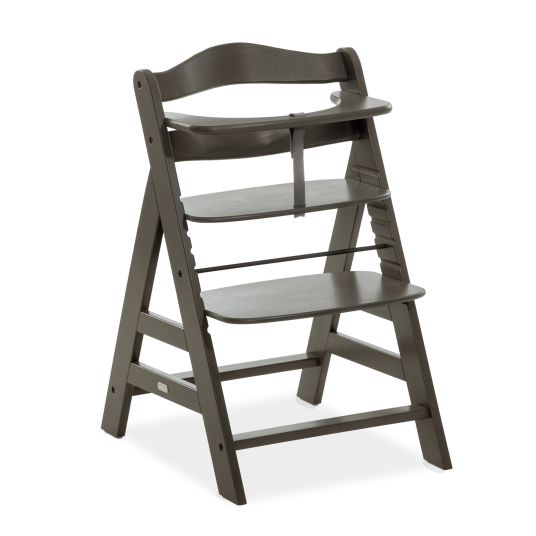 Hauck Highchair Alpha Plus Select Charcoal - in a savings set incl. seat cushion Muslin Mineral Rose + 2 silicone plates