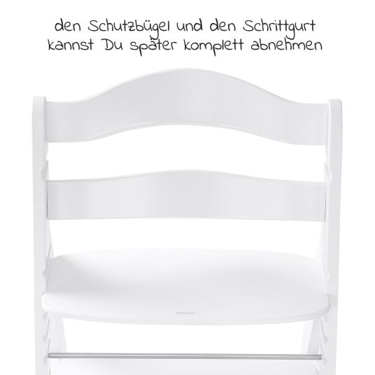 Hauck Hochstuhl Alpha Plus Weiß im Sparset inkl. Sitzkissen und Essbrett Alpha Tray White