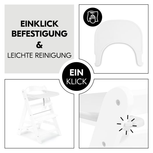 Hauck Hochstuhl Alpha Plus White - im Sparset inkl. Essbrett Click Tray + Sitzkissen Minnie Mouse Rose