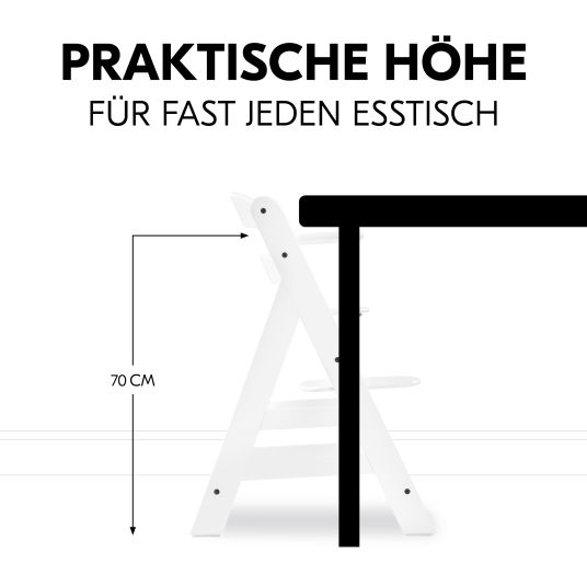 Hauck Hochstuhl Alpha Plus White - im Sparset inkl. Essbrett Click Tray + Sitzkissen Nordic Grey