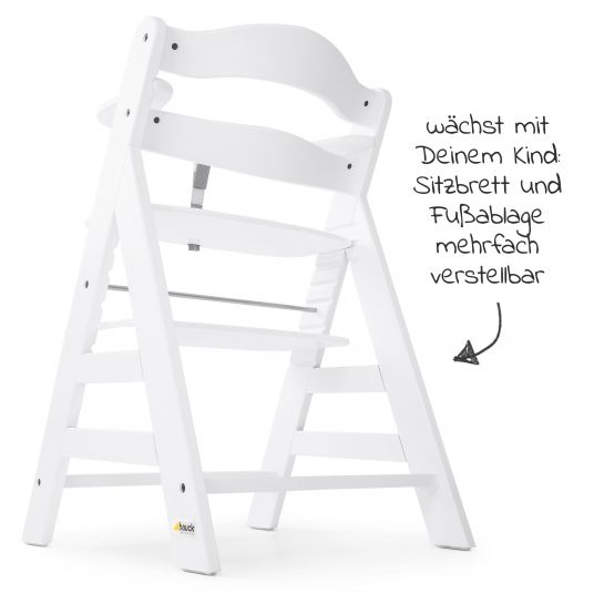 Hauck Hochstuhl Alpha Plus White - im Sparset inkl. Sitzkissen Nordic Grey - Weiß