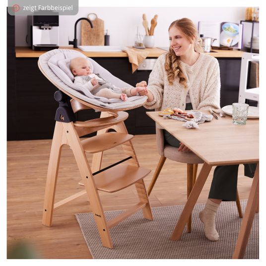 Hauck Arketa high chair (grows with the child, incl. harness system, solid wood FSC certified) - Beech Whitewashed Mint