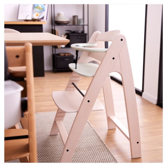 Hauck Arketa high chair (grows with the child, incl. harness system, solid wood FSC certified) - Beech Whitewashed Mint