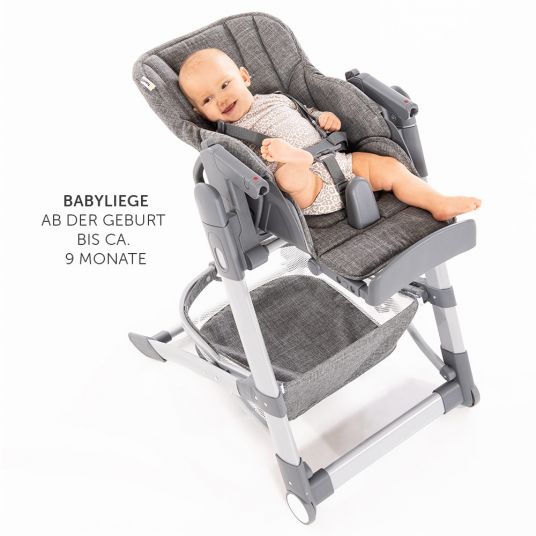 Hauck Hochstuhl & Babyliege ab Geburt - Grow Up Newborn Set (faltbar & klappbar) - Melange Grey
