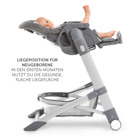 Hauck Hochstuhl & Babyliege ab Geburt - Grow Up Newborn Set (faltbar & klappbar) - Melange Grey