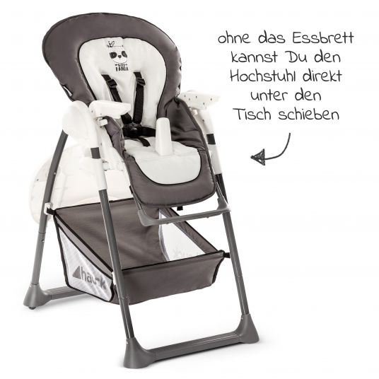 Hauck Hochstuhl & Babyliege ab Geburt - Sit'n Relax mit Babyaufsatz (klappbar und Höhe verstellbar) - Wild Panda
