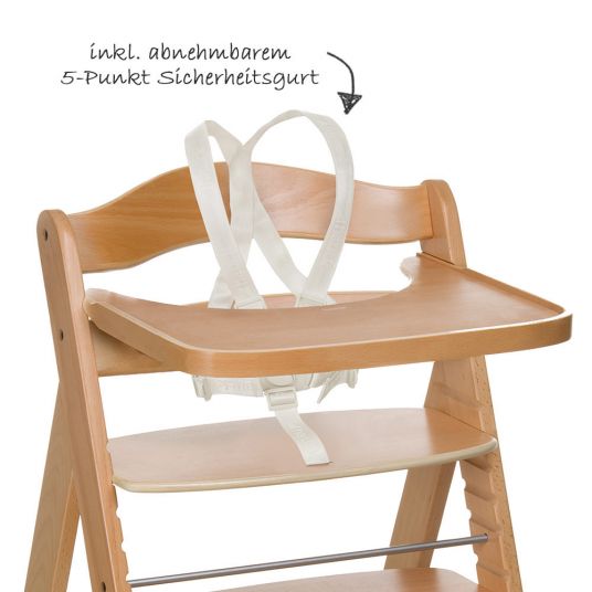 Hauck Highchair Gamma Plus Set Natur - incl. dining board and seat cushion Deluxe
