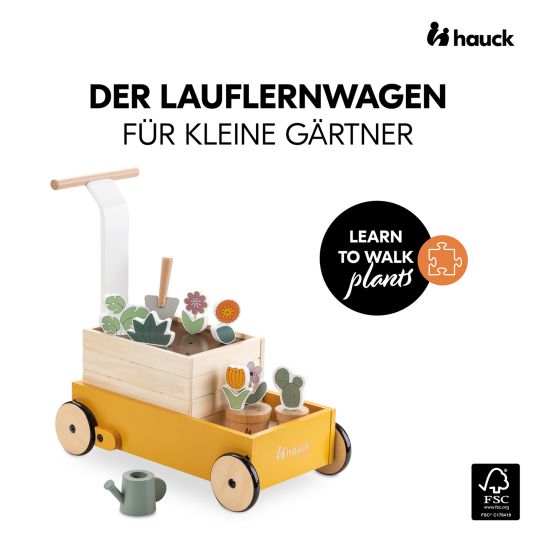 Hauck Learn to Walk wooden trolley - with lots of accessories for gardener role play - Plants
