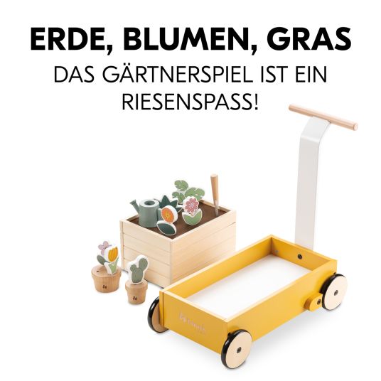 Hauck Learn to Walk wooden trolley - with lots of accessories for gardener role play - Plants