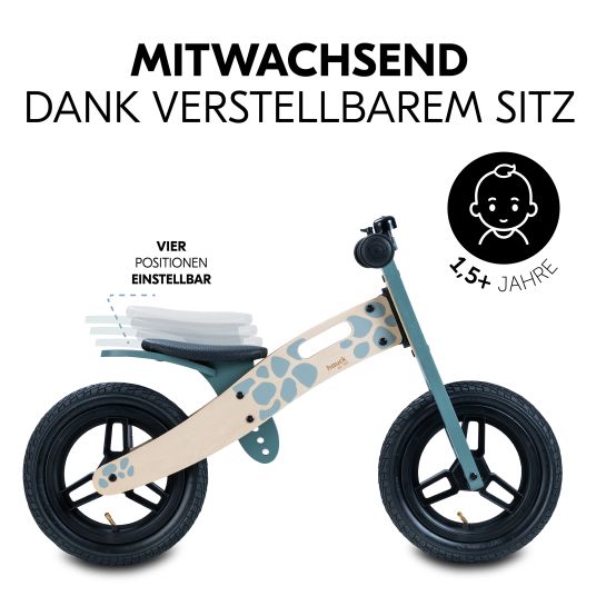 Hauck Holz-Laufrad Balance N Ride mit Lufträdern & verstellbarem Sitz (ab 18 Monate) - Turtle