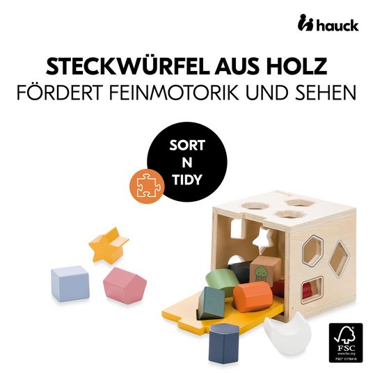 Hauck Wooden motor skills cube with shapes - Sort N Tidy