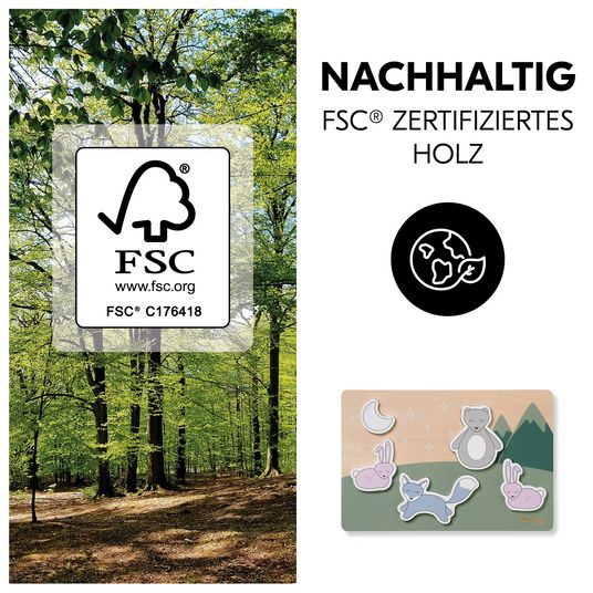 Hauck Holz Steckpuzzle für Baby (ab 1 Jahr) - Forest - Puzzle N Fit