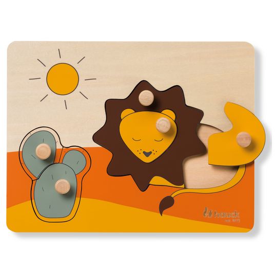 Hauck Wooden jigsaw puzzle for baby (from 1 year) - Lion - Puzzle N Sort
