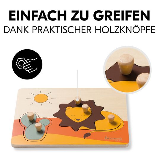 Hauck Holz Steckpuzzle für Baby (ab 1 Jahr) - Lion / Löwe - Puzzle N Sort