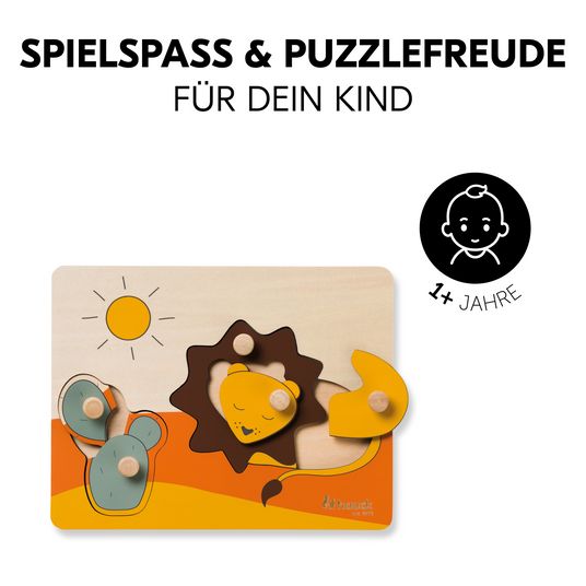 Hauck Holz Steckpuzzle für Baby (ab 1 Jahr) - Lion / Löwe - Puzzle N Sort