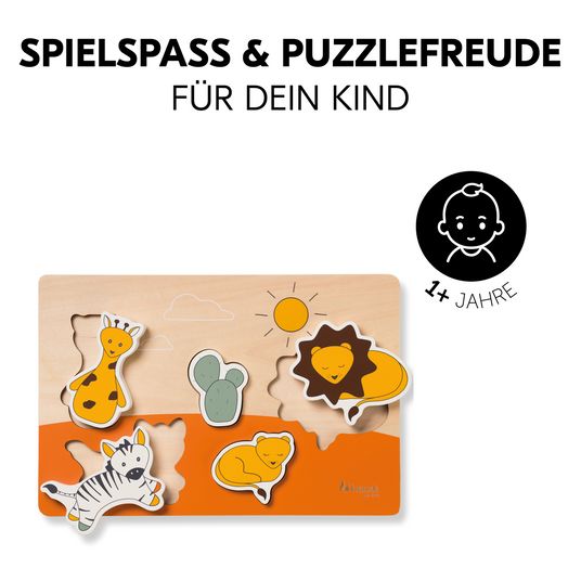 Hauck Holz Steckpuzzle für Baby (ab 1 Jahr) - Safari - Puzzle N Fit