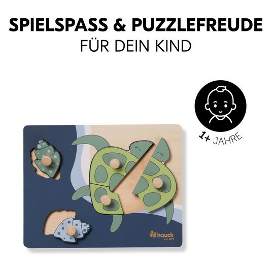 Hauck Holz Steckpuzzle für Baby (ab 1 Jahr) - Turtle / Schildkröte - Puzzle N Sort