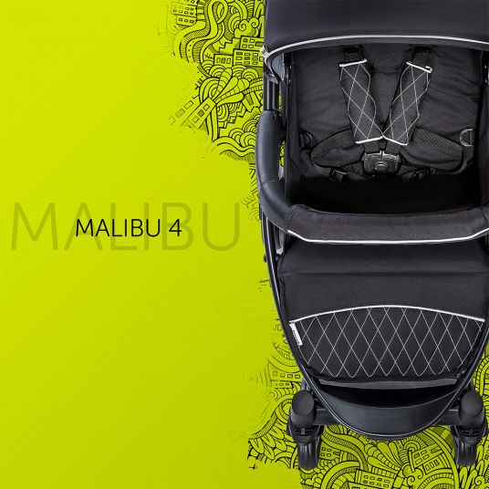 Hauck Kinderwagen-Set Malibu 4 Trioset inkl. Babywanne, Autositz und Sportwagen - Black Silver