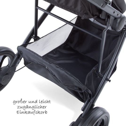 Hauck Kinderwagen-Set Pacific 3 Trioset inkl. Babywanne, Autositz und Sportwagen - Caviar