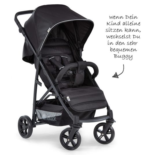 Hauck Kinderwagen-Set Rapid 4 Plus Trio Set mit Babywanne, Autositz und Sportwagen (bis 25 kg) - Caviar Black