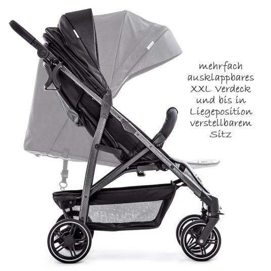 Hauck Pram set Rapid 4S Plus Trioset with baby bath, car seat and pushchair (up to 25 kg) - Caviar Silver