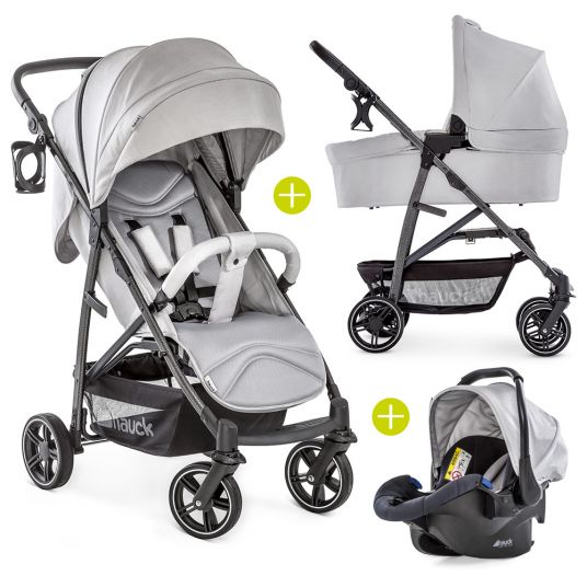 Hauck Stroller set Rapid 4S Plus trio set with baby bath, car seat and stroller (up to 25 kg) - Lunar Stone