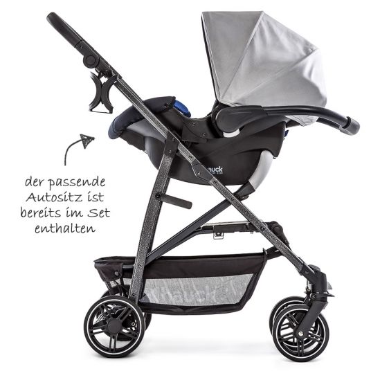 Hauck Kinderwagen-Set Rapid 4S Plus Trioset mit Babywanne, Autositz und Sportwagen (bis 25 kg) - Lunar Stone