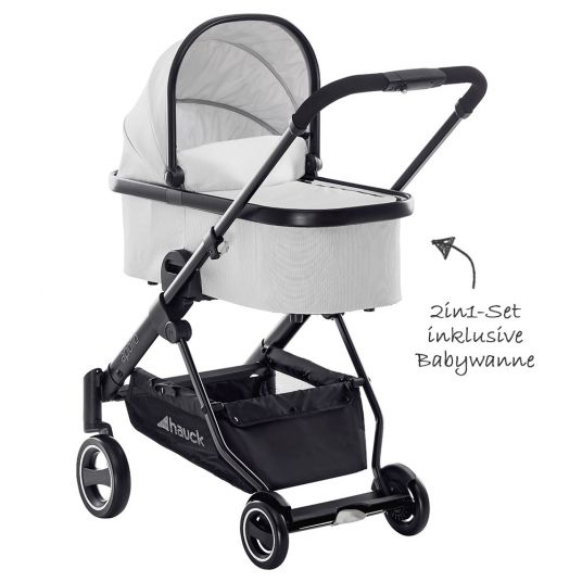 Hauck Combi stroller Apollo incl. carrycot, sport seat and XXL accessories package - Lunar