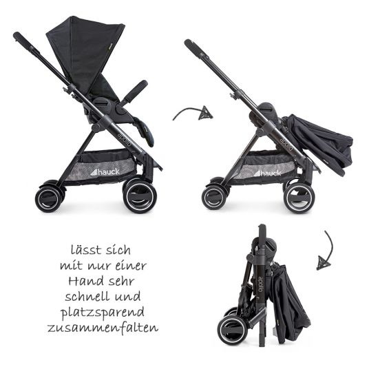 Hauck Combi stroller Apollo - incl. stroller and carrycot for newborn - Caviar