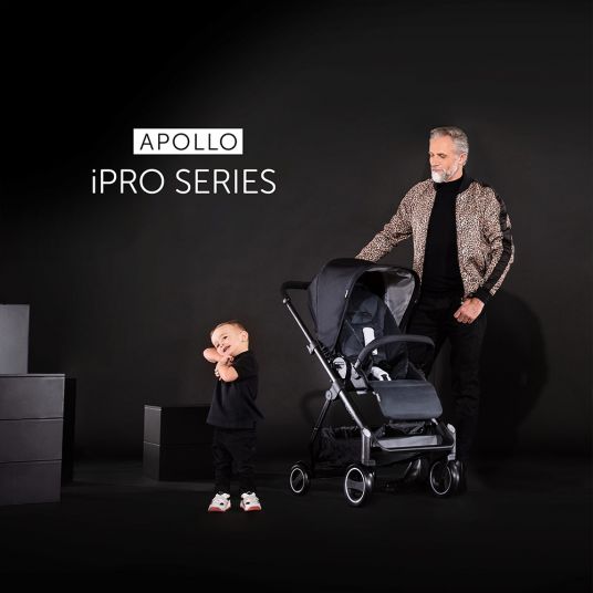 Hauck Kombi-Kinderwagen Apollo - inkl. Sportwagen und Babywanne für Neugeborene - Caviar